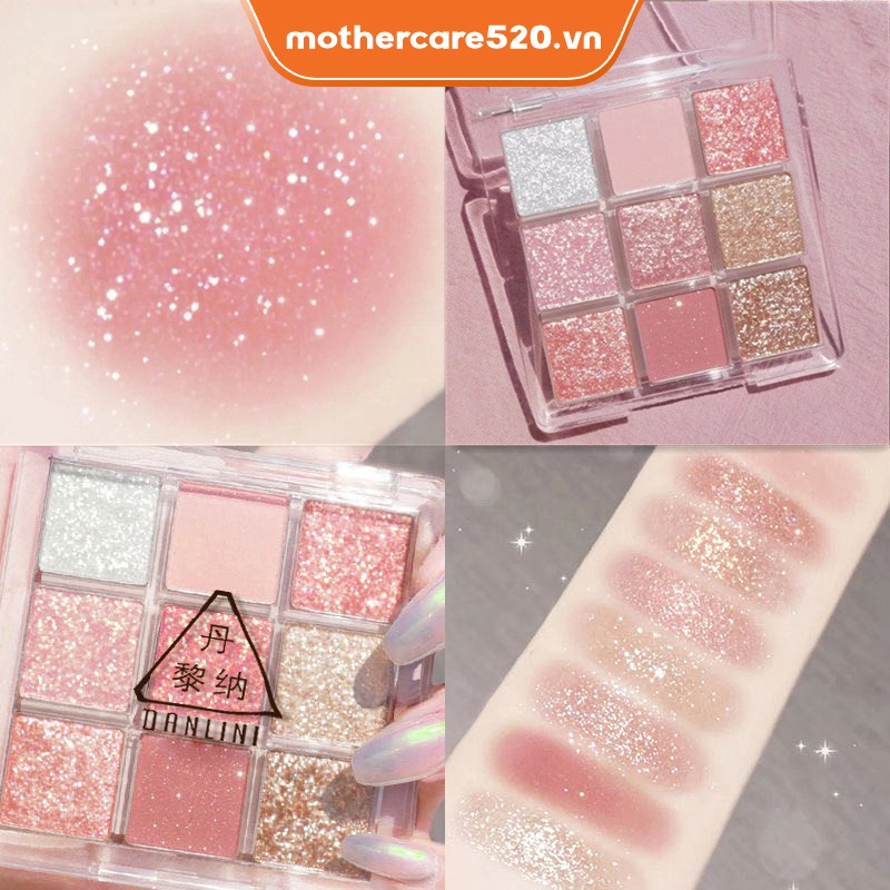 Bảng Phấn Mắt Chín Màu Lấp Lánh Nhung Mịn Trang Điểm Cho Người Mới Sử Dụng