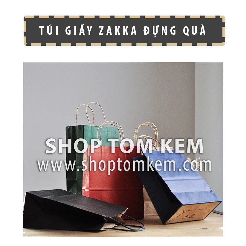 Túi đựng quà Zakka quai xách giấy kraft