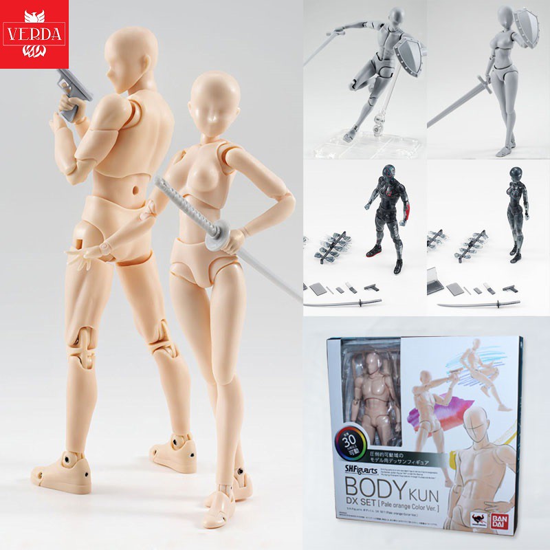 [GÓI QUÀ MIỄN PHÍ] Mô hình Body Kun Chan DX Set SHF Mẫu Tập Vẽ Anime cao 15cm (tỉ lệ 1/12) Male Female Body-Chan Figure