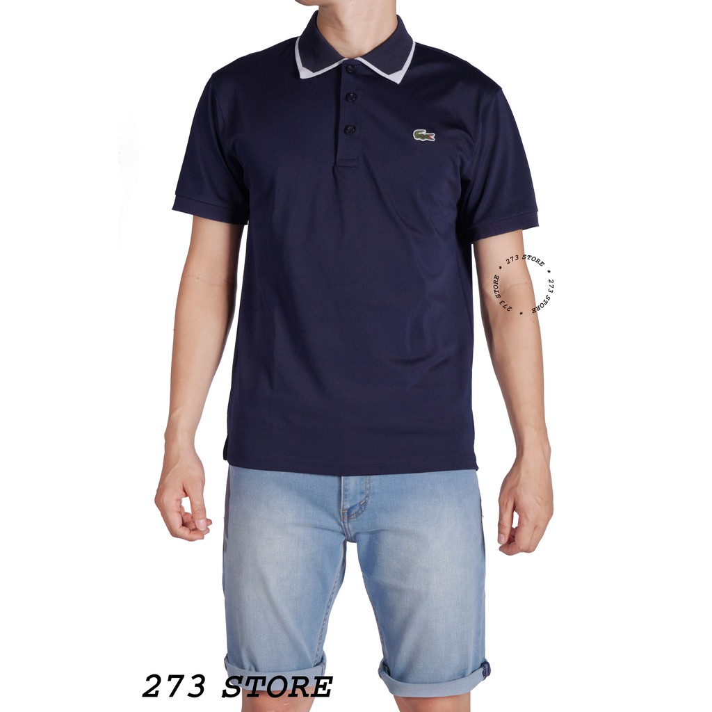 Áo Polo Nam Vải Cotton Cá Sấu Cao Cấp Phối Viền Cổ Tam Giác Trẻ Trung Lịch Lãm