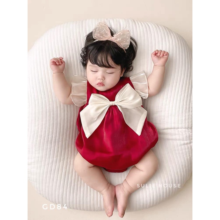 Body váy lụa nơ ngực - QA84 (k kèm băng đô)