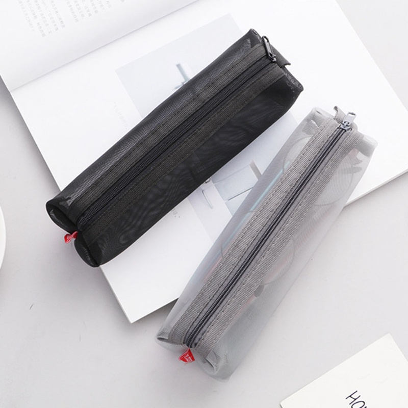 Túi Lưới Đựng Bút Trong Suốt Cỡ Lớn Có Khóa Kéo Tiện Dụng