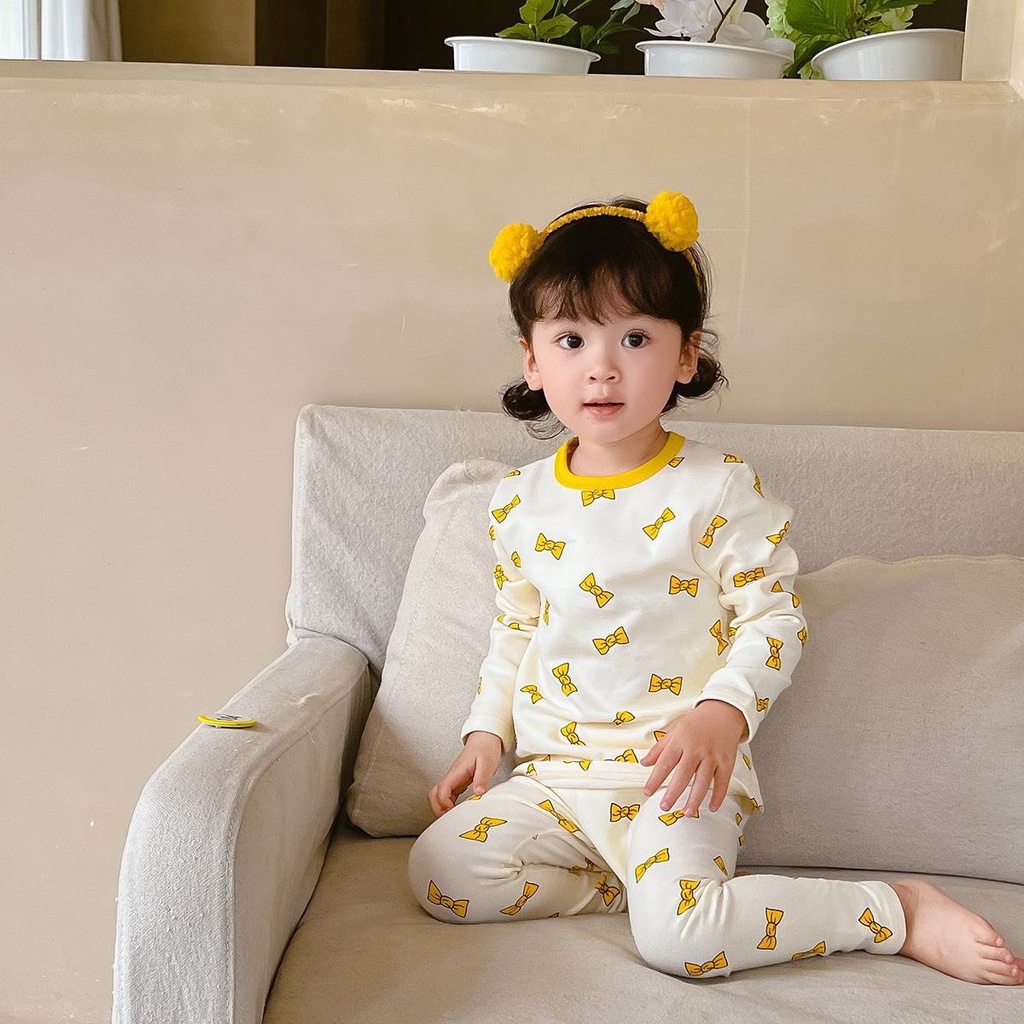 Bộ homewear mặc nhà, giữ nhiệt thu đông co giãn hoạ tiết dễ thương made in Korea cho bé thời trang trẻ em BABYKOREA