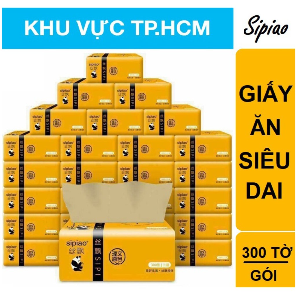 [Mã HC0404 giảm 8% đơn 250K] (Freeship Xtra TPHCM) (sẵn)(sỉ) Thùng 30 gói khăn giấy ăn gấu trúc Sipiao 300 tờ