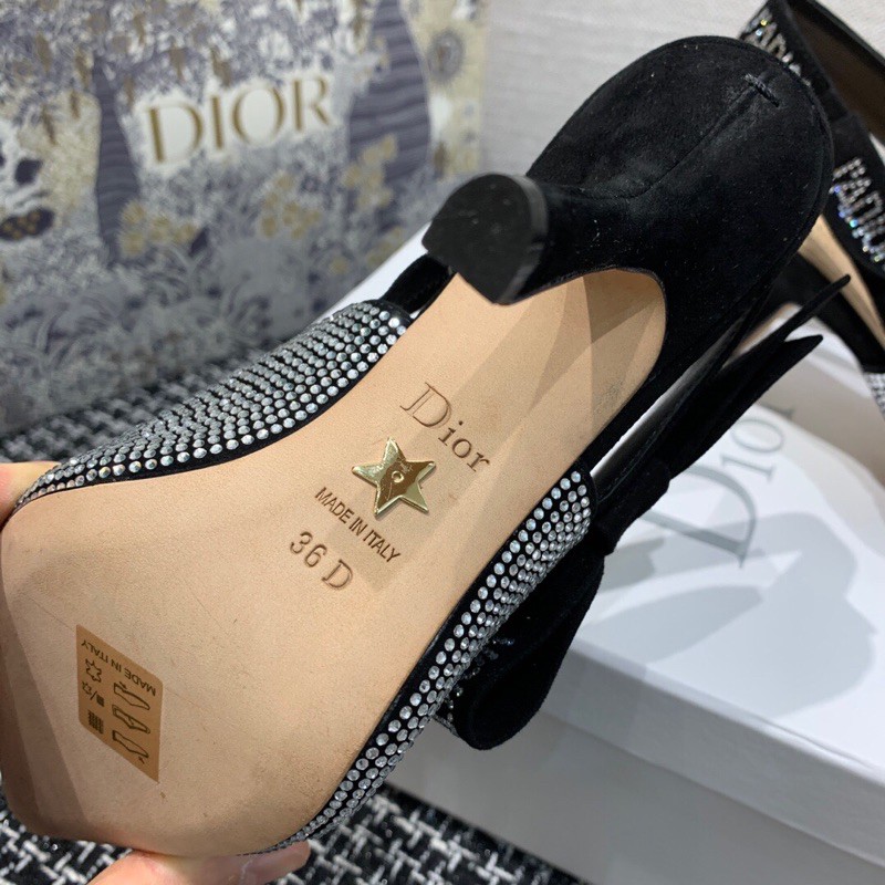 Giày cao gót da thật thời trang cao cấp Dior CD 10cm thiêế kế lấp lánh siêu xinh