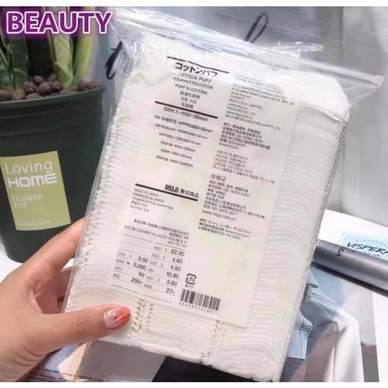 [Hàng _ Nhật_ Chuẩn]   Bông tẩy trang Muji Cotton Ecru hữu cơ 180 miếng [Hàng-Chuẩn-Auth] [Mô-Mô-Shop]