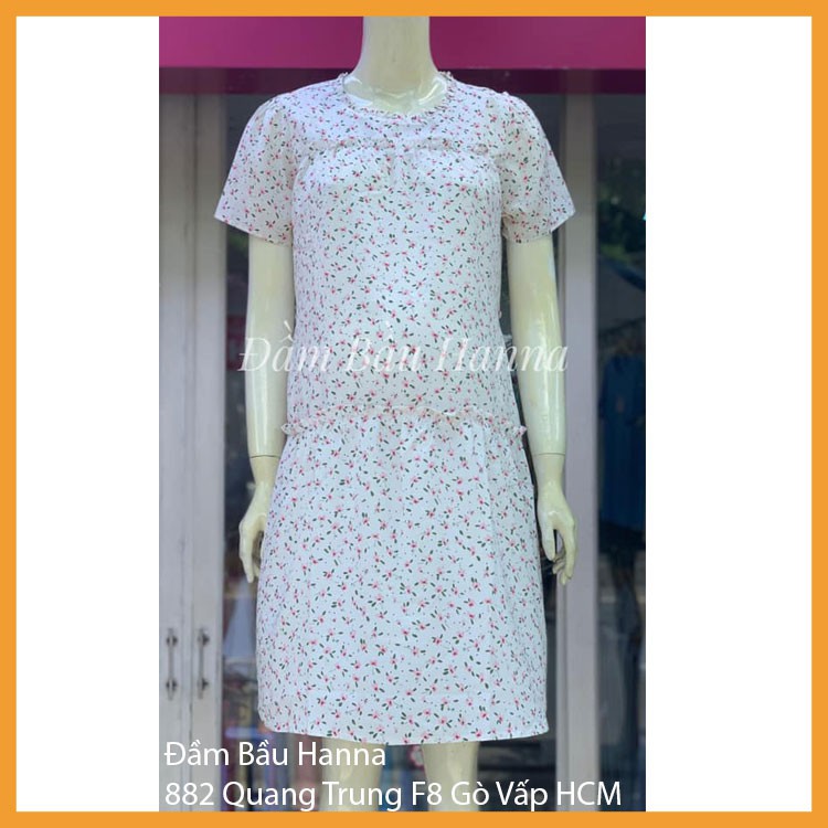 Váy bầu đi làm có size 100kg hàng big size vải lụa 1 lớp mềm mát kiểu baby doll dễ thương có túi