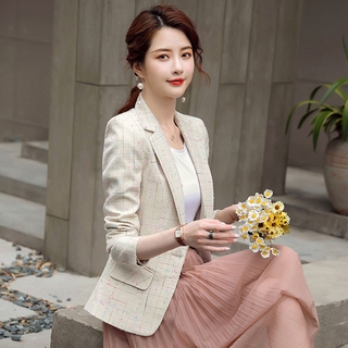 Áo Khoác Vest Mỏng Dáng Ngắn Kẻ Sọc Ca Rô Thời Trang 2020 Cho Nữ