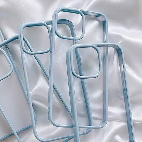 Ốp likgus viền màu xanh dương mới iPhone 13, 13 Pro, 13 Pro Max lưng trong cứng viền dẻo chống ố màu