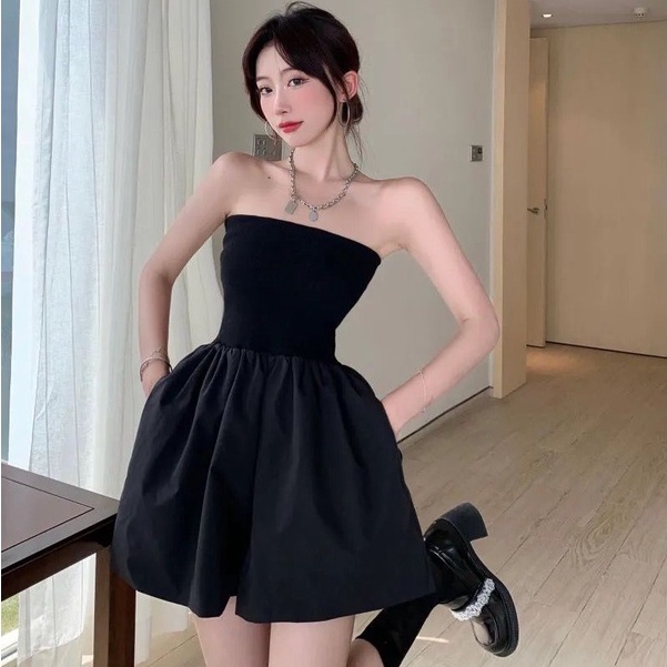 [MURIOKI] Áo liền quần Ngắn Hai Dây Màu Trắng Đen Thời Trang Công Sở 2022 Cho Bạn Gái