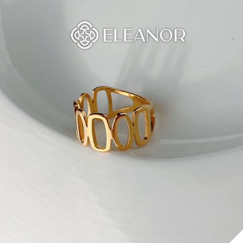 Nhẫn nữ titan Eleanor Accessories hình học bản to phụ kiện trang sức 4045