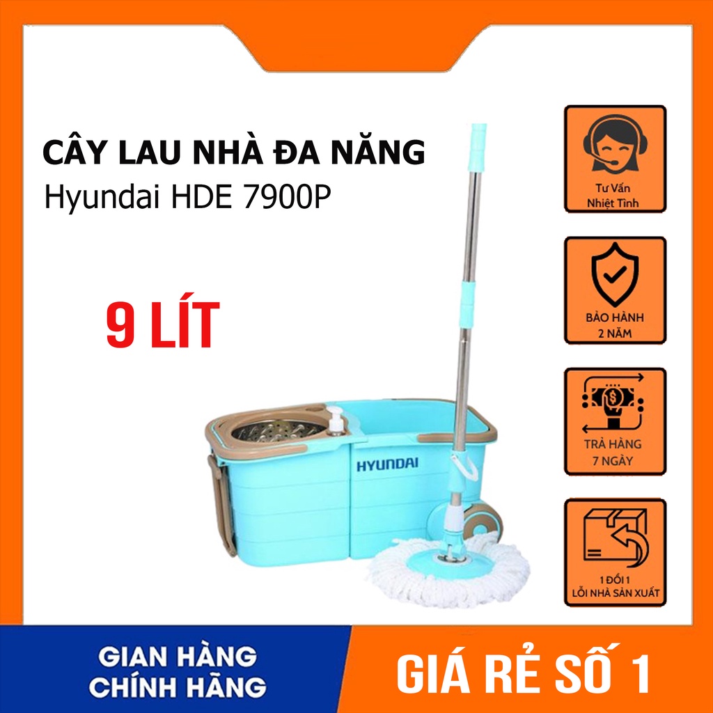 Cây Lau Nhà Đa Năng Hyundai HDE 7900P Gấp Gọn Xoay 360 độ, Dụng Cụ Làm Sạch Sàn Nhà, Vắt Siêu Khô