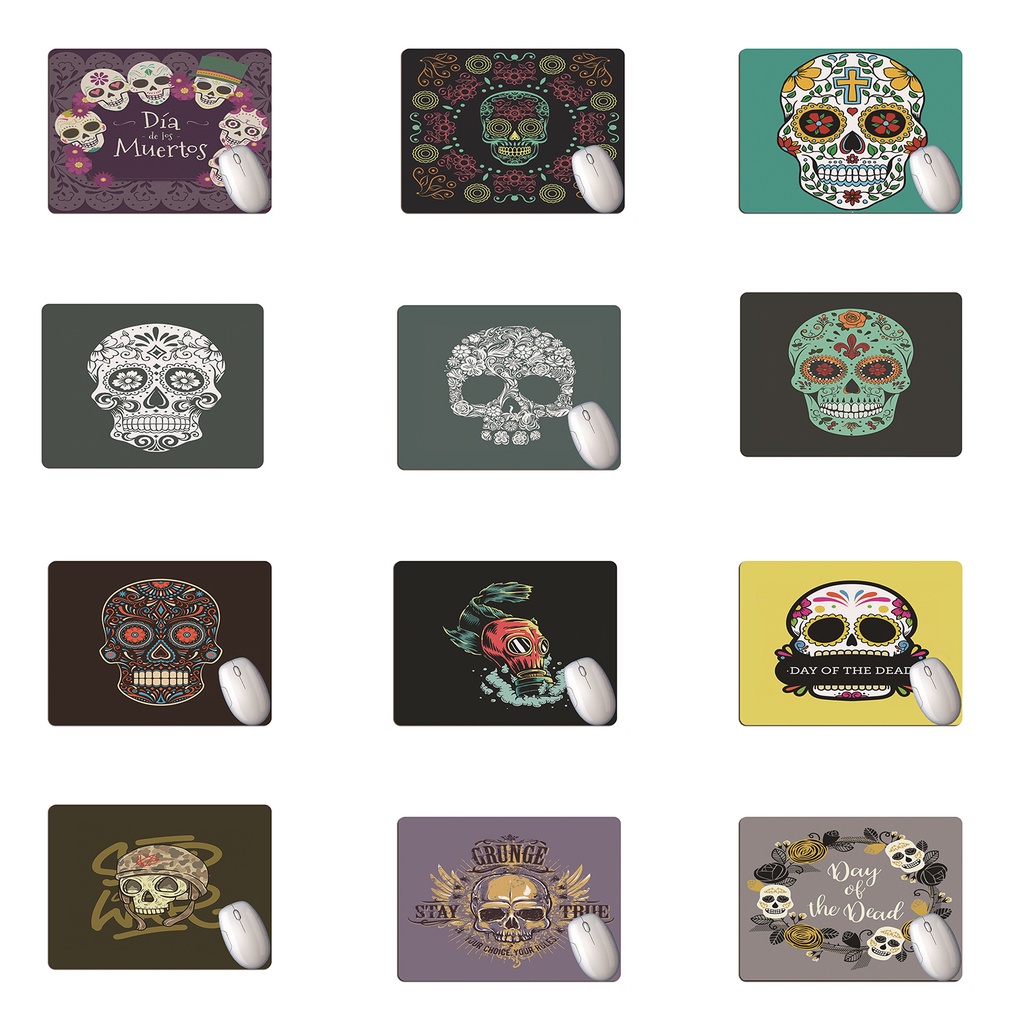 Miếng Lót Chuột Mềm Mại Chống Trượt In Hình Đầu Lâu