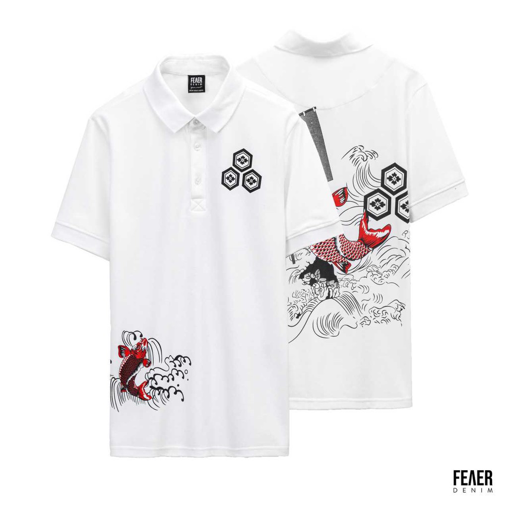 Áo thun Polo nam cổ bẻ họa tiết FEAER 100% chất Cotton thoáng mát, không nhăn Koi Sea |new arrival 2021|