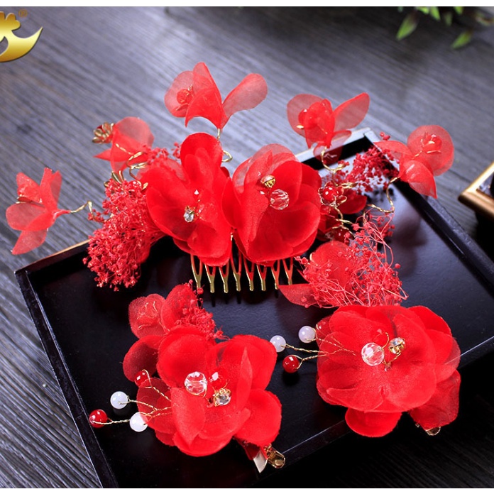 Bộ 3 cài hoa von đỏ quá đẹp, giá cực iu chỉ 90k