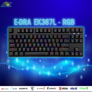 Bàn phím cơ gaming e-dra ek387l led rainbow, cáp type c, - bản mới 2022 hàng chính hãng