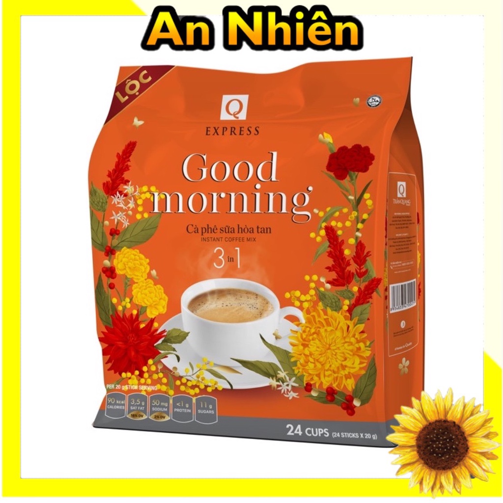 Cafe sữa hòa tan Good Morning Trần Quang bịch 24 gói- Bao bì mới