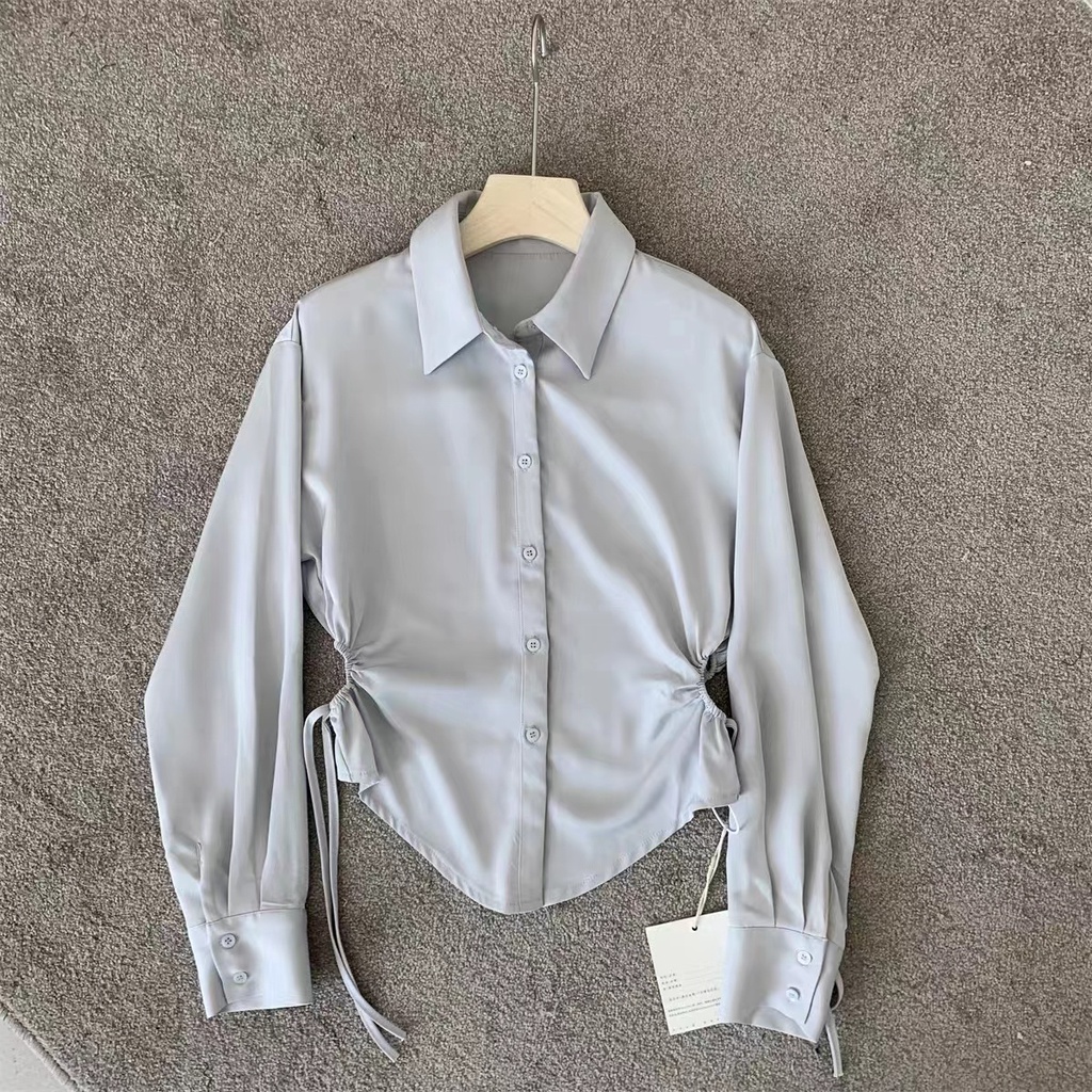 Áo sơ mi BH tay dài dáng rộng phong cách thời trang Hàn Quốc