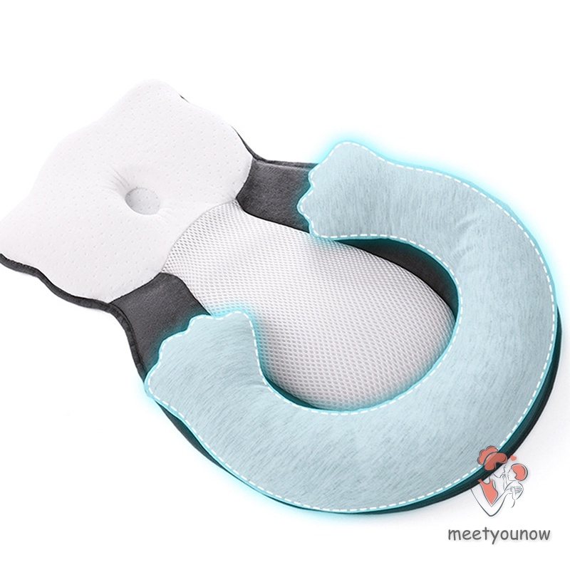 Portable Baby Mat Prevent Flat Head Syndrome for Comfortable Sleep with 3D Mesh Pillows for Newborn Sleeping