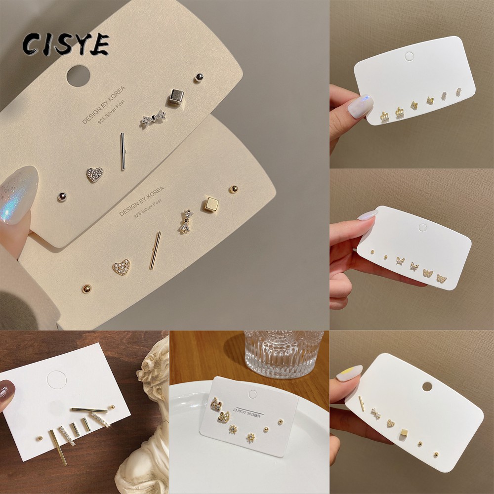 Set 6 Khuyên Tai Đính Đá zircon Không Gây Dị Ứng Thời Trang Cho Nữ