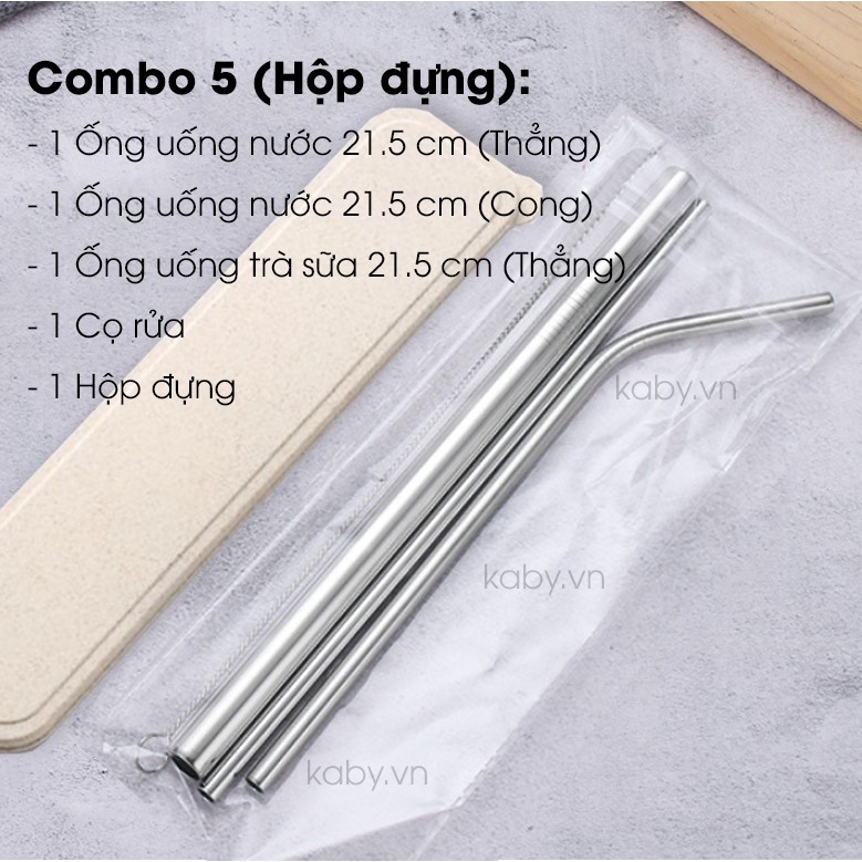 Ống Hút Inox 304 (Ngắn, Dài, Lẻ, Ống Hút Trân Châu To, Túi Nhung, Vải Bố, Hộp Đựng, Cọ Rửa)