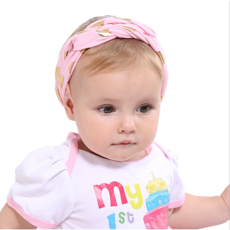 Băng đô turban vải chấm bi cho bé AHBĐ28(IB chọn mầu)
