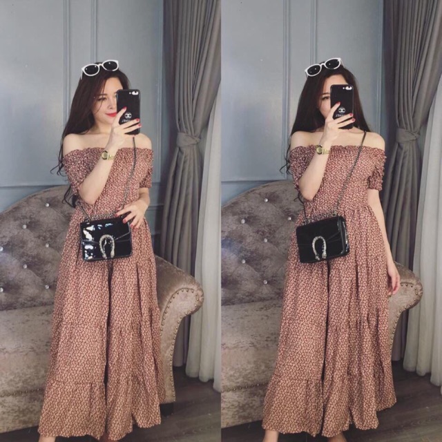 Váy maxi bệt vai