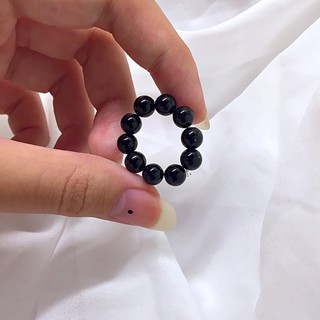 Nhẫn Hạt Nhựa Màu Đen Trơn 6mm Bền Màu Không Nứt Vỡ (Size 6cm)