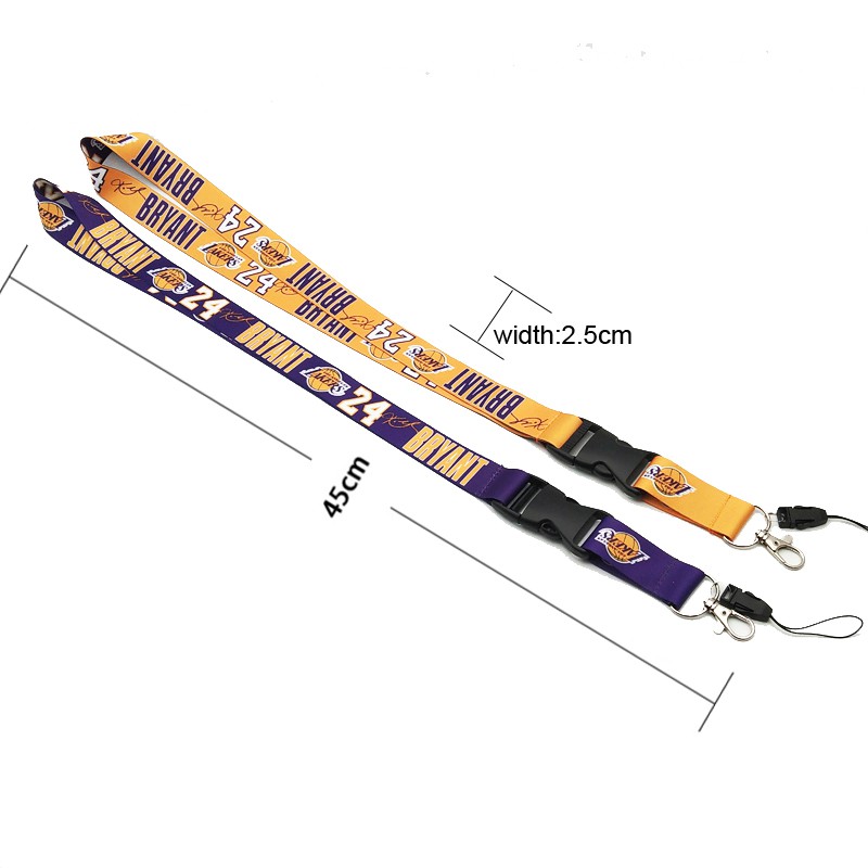 Dây đeo cổ họa tiết bóng rổ NBA Kobe Lanyard Los Angeles Lakers để gắn điện thoại di động / chìa khóa chống thất lạc