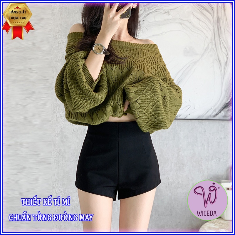 Quần short nữ ôm dáng cạp cao đẹp , quần sooc đùi lưng cao xinh dễ phối đồ chất đẹp màu đen Wiceda QS481