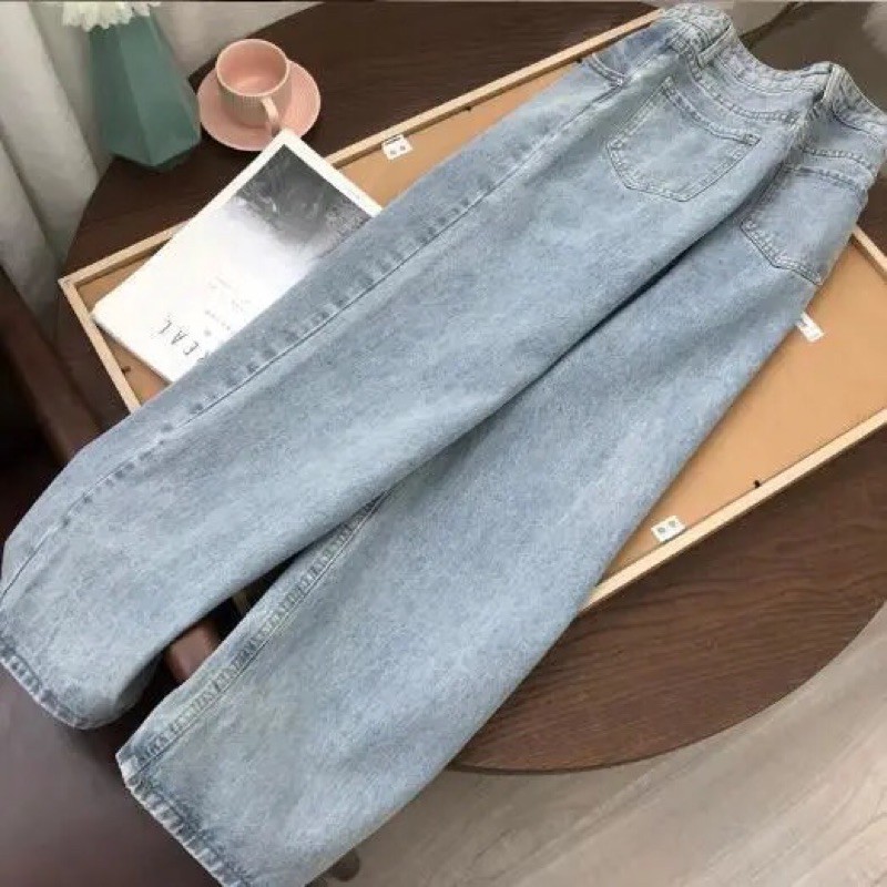 [ORDER] Quần baggy jeans xanh cho nữ, quần jeans ống rộng, quần bò