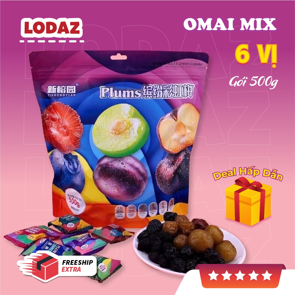 OMAI PLUMS MIX 6 VỊ GÓI 500gr ( gói 50 cái ) ăn vặt LODAZ siêu ngon tại Hà Nội