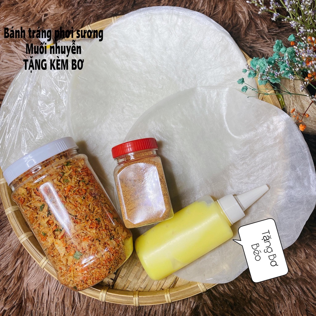 "Best Seller" Set 6 - Combo Bánh Tráng Phơi Sương Muối Tép Hành Phi+Muốí Nhuyễn Tặng Bơ Béo Truyền Thống - Bánh Dẽo Mềm
