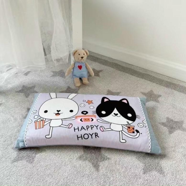 Gối trẻ em cotton 100% lõi bông cho bé size 30x50cm(VIỀN REN)