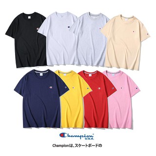 Áo thun cotton ngắn tay thêu chữ champion thời trang cho nam nữ