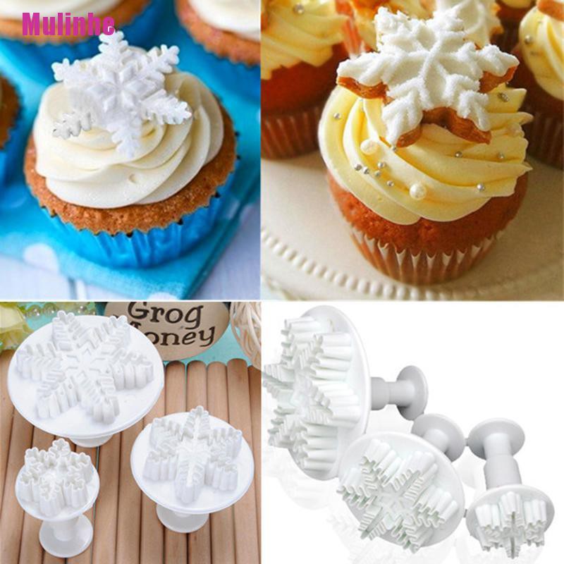 Bộ 3 Khuôn Cắt Tạo Hình Bông Tuyết Giáng Sinh Trang Trí Bánh Kem