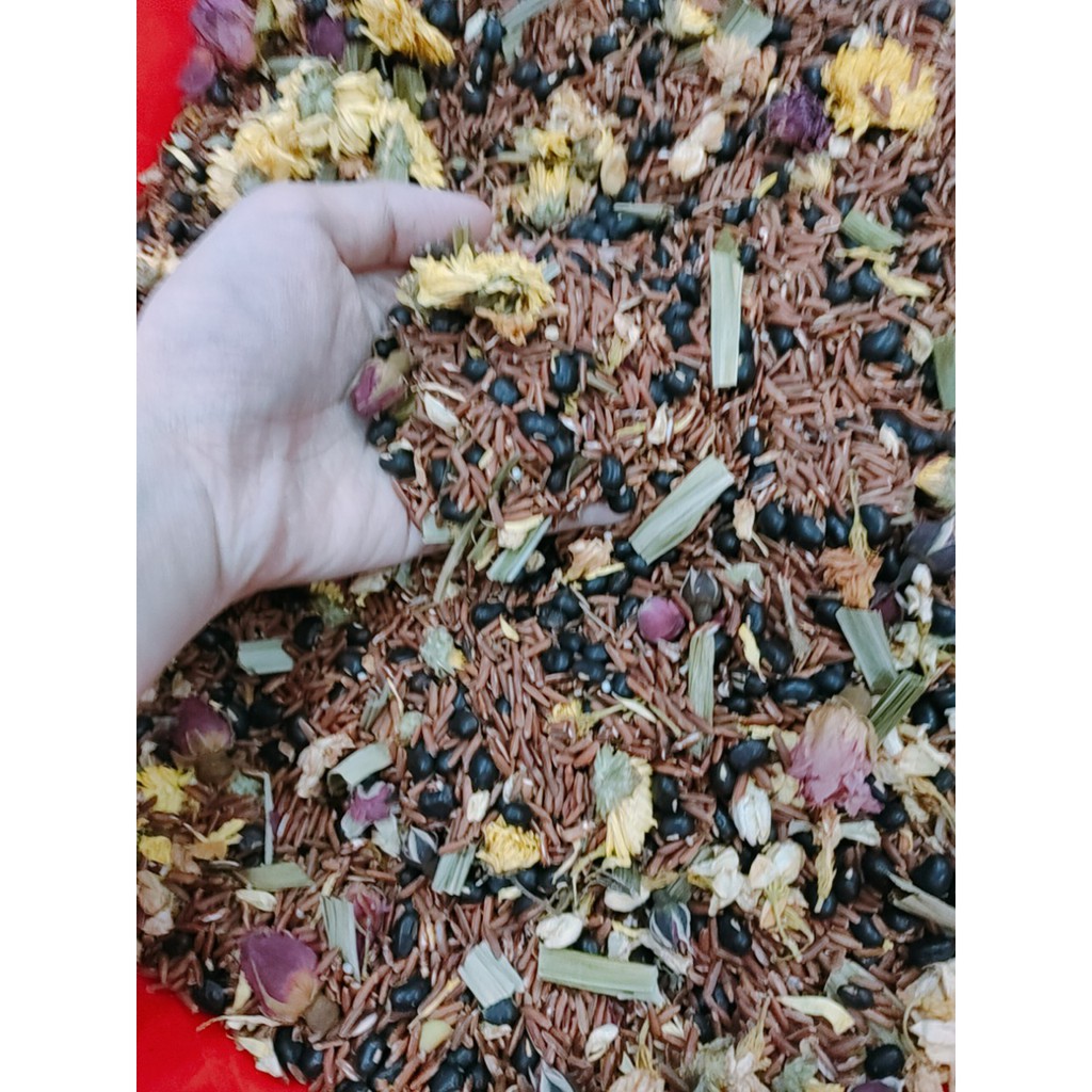 [ ĐẶC BIỆT] 1 kí trà gạo lứt mix 4 hồng- cúc - nhài - lá sen - đậu đen - đâu đỏ 1 KÍ