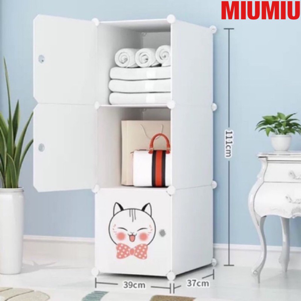 Tủ nhựa ghép MiuMiu 3 ngăn siêu dễ thương