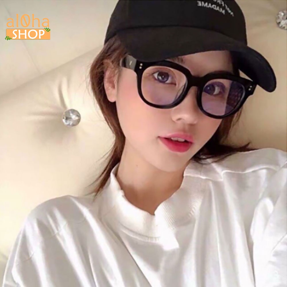 Mắt kính thời trang chống bụi chữ V gọng nhựa vuông tròn K010 unisex nam nữ - al0ha Shop