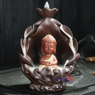 Thác khói trầm hương tam thánh tọa vòng sen