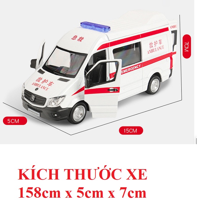 Xe ô tô cứu thương RMZ chạy cót mô hình bằng sắt tỉ lệ 1:36 đồ chơi trẻ em