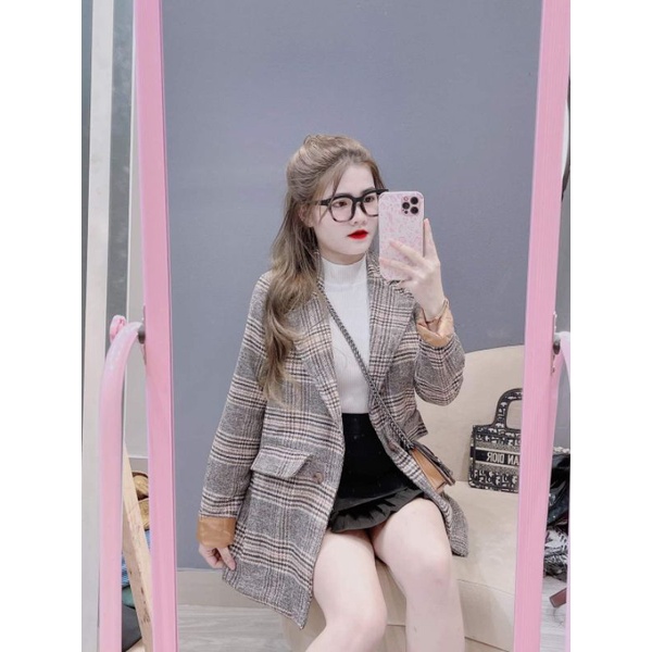 Áo Khoác Blazer Dạ Kẻ Cảm 2 Lớp Ulzzang Hàn Quốc Hottrend
