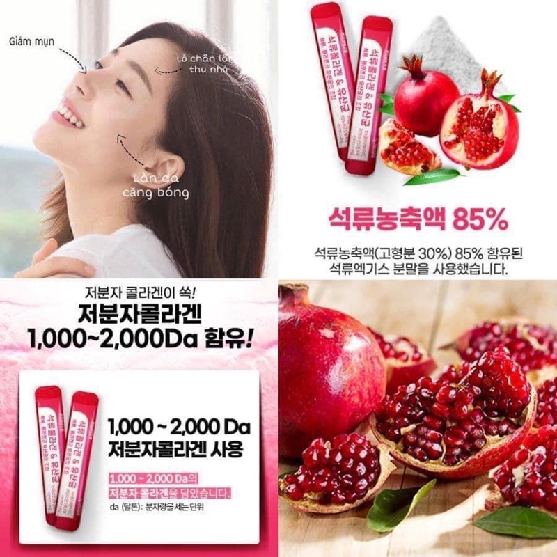 Bột Collagen Uống Lựu Đỏ Bio Cell Hàn Quốc 30 Gói Chính Hãng - Nước Lựu Đẹp Da Giảm Cân Thải Độc Tố Tăng Cường Nội Tiết