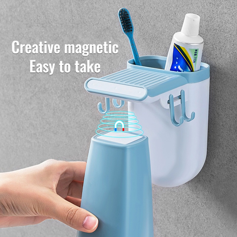 Giá Đỡ Bàn Chải Đánh Răng / Kem Đánh Răng Gắn Tường Nhà Tắm Kèm 1 Cốc Đựng Siêu Bền