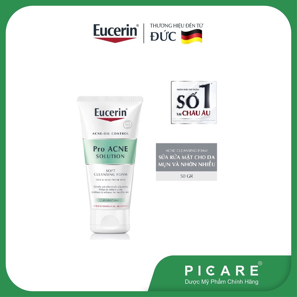 Sữa rửa mặt tạo bọt cho da mụn Eucerin Pro Acne Solution Soft Cleansing Foam 50g - 98360