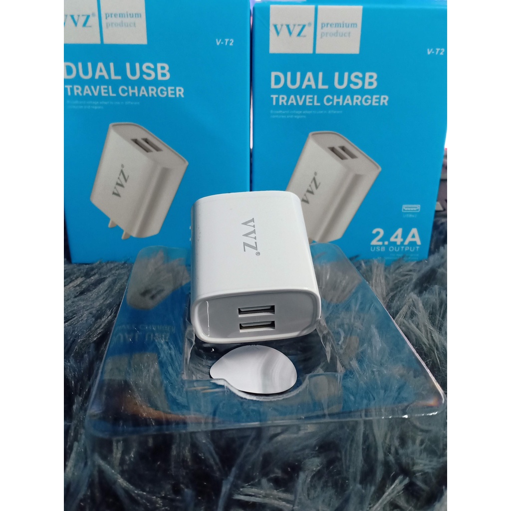 SIÊU RẺ  Cốc sạc/ củ sạc 2.4A VVZ VT2 2 cổng Usb chuẩn 3c cho iPhone/iPad/Android cao cấp