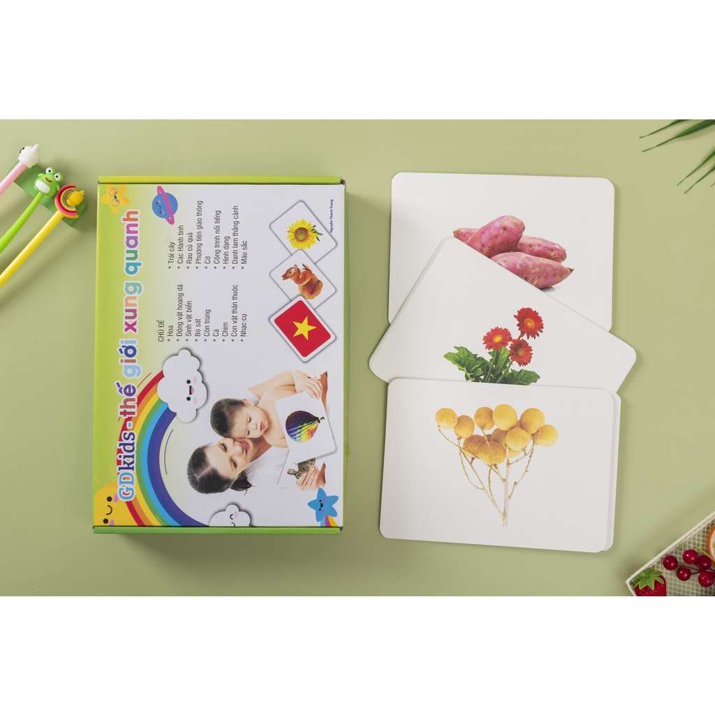 [Mã LIFEM1 giảm 12% tối đa 50K đơn 99K] GDkids Thế Giới Xung Quanh Flashcard theo phương pháp Glenn Doman (Hộp 300 Thẻ)