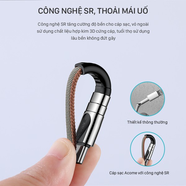 Dây sạc cáp sạc nhanh AKM/AKC-020 Dài 2M Type-C/ Micro ACOME Cáp Dù Bền Chắc - Bảo hành 12 tháng