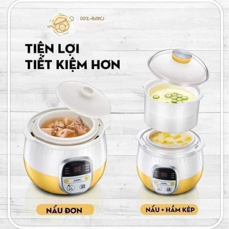 Nồi nấu cháo chậm Bear bản quốc tế 0.8L