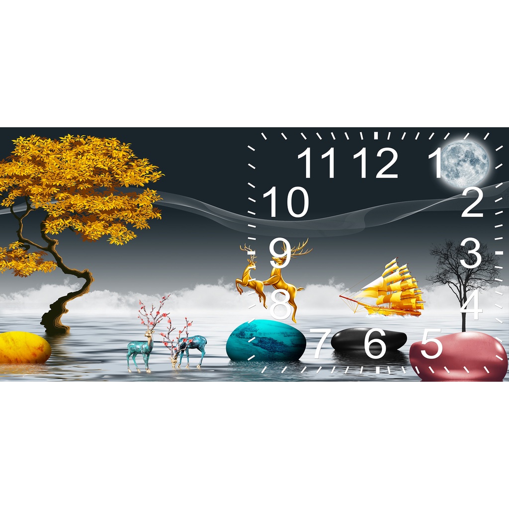 Tranh đồng hồ tráng gương trang trí phòng khách, phòng ngủ, phòng bếp. tặng pin, móc treo tường